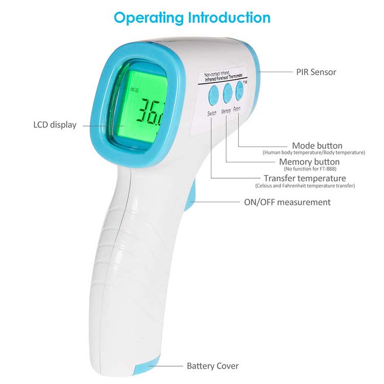 In Stock Digital Baby Thermometer Non Contact Digital Forehead Thermometer