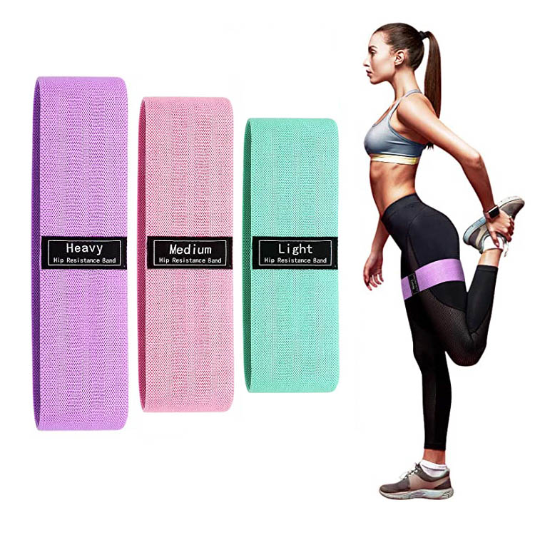 Set Of 3 Exercise Stretch Fabric Booty Band Gym Fitness Glute Resistance Band