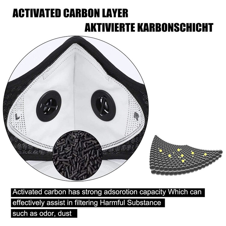 JIUDASG Dust with 3 Gaskets Half Face Reusable Activated Carbon Outdoor Cycling Sport Dust Cover Face Shield